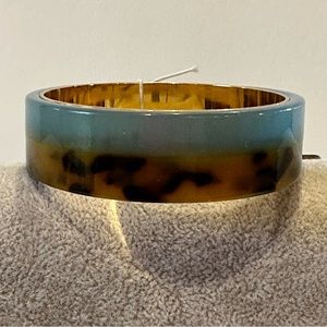 NWT J. Crew Bangle Bracelet- gold tone interior, faux tortoise & blue acrylic